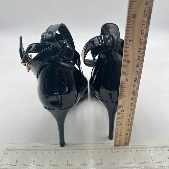 miss left Black Pointed Toe D'Orsay Pumps Ankle Strap Buckled High Heels Shoes - Picture 5 of 8